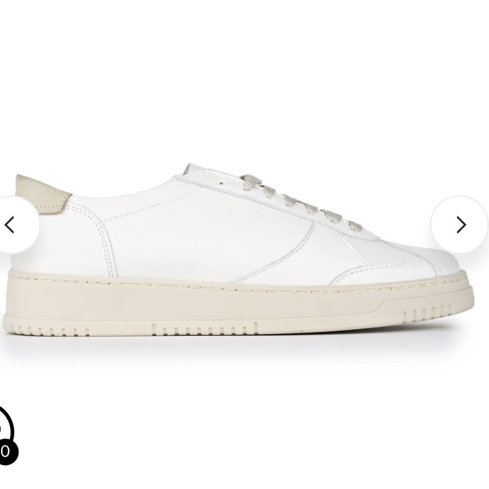 MONTEZEMOLO Men's White Calf Leather Tennis Court Sneakers Size 7 - Picture 2 of 9